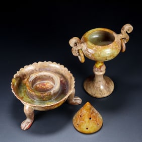 A Hetian jade tripod incense burner