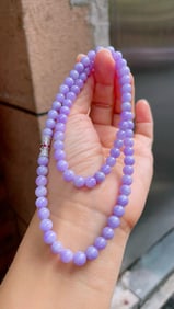 Jade high ice violet bead necklace