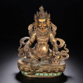 Gilded copper statue of God of Wealth