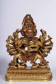 Gilded copper statue of Yamantaka