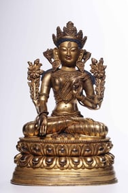 Gilded bronze statue of White Tara sitting