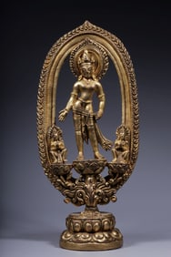 Gilded bronze statue of Avalokitesvara standing