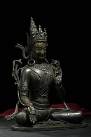 Copper inlaid silver Tara seated statue