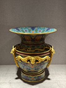 Cloisonné Dragon and Tiger Jar
