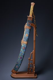 Cloisonné Gilded Waist Knife with Scroll Pattern