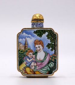 CANTON ENAMEL CAST SNUFF BOTTLE