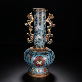 Copper-based cloisonné enamel twined flower vase