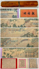 Long scroll of Qiu Ying (Viewing the List) on silk