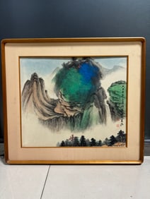 Sun Yunsheng's splashed-color landscape mirror frame