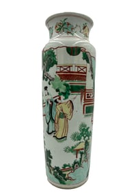 SHUNZHI PERIOD WUCAI GLAZE FIGURE STORY PATTERN VASE