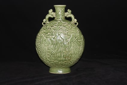 Imitation of Longquan celadon two-eared vase