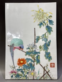 Famous-colored flower and bird porcelain plate