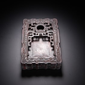 Red sandalwood carved lid box inkstone