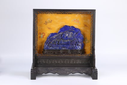 Small leaf red sandalwood frame lapis lazuli ornaments