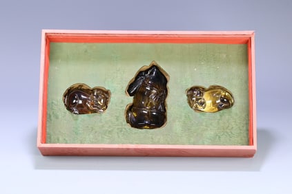 A SET OF CRYSTAL PENDANTS