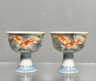 YONGZHENG MARK ENAMELED GLAZE HIGH STEM CUP