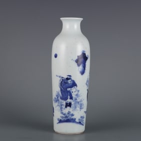 CHONGZHEN MARK BLUE&WHITE GLAZE VASE