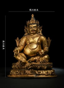 GILT BRONZE CAISHEN BUDDHA SEATED