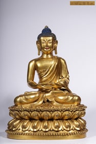 DAMING YONGLE MARK GILT BRONZE SAKYAMUNI BUDDHA SEATED