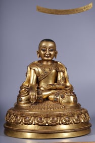 GILT BRONZE GEM DECORATED SHANGSHI BUDDHA SEATED