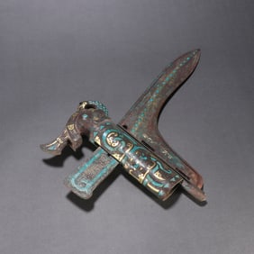BRONZE COPPER WITH SILVER INLAID TURQUOISE PENDANT