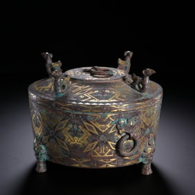 COPPER WITH SILVER&GOLD VESSEL