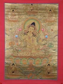 TIBETAN GOLD FOIL BUDDHA THANGKA