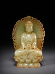HETIAN JADE VAIROCANA BUDDHA STATUE