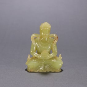 HETIAN YELLOW JADE GUANYIN BUDDHA STATUE