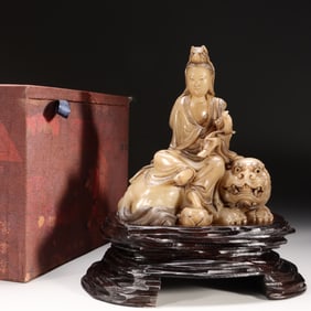 YOUZHU MARK FURONG STONE GUANYIN BUDDHA STATUE