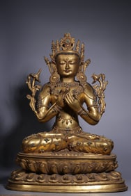 GILT BRONZE MANJUSRI BUDDHA STATUE