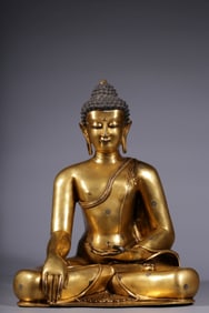 GILT BRONZE SAKYAMUNI BUDDHA STATUE