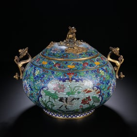 COPPER CLOISONNE FLOWER PATTERN VASE