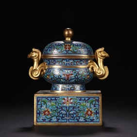 QIANLONG MARK COPPER CLOISONNE CENSER