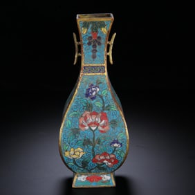 COPPER CLOISONNE FLOWER PATTERN VASE