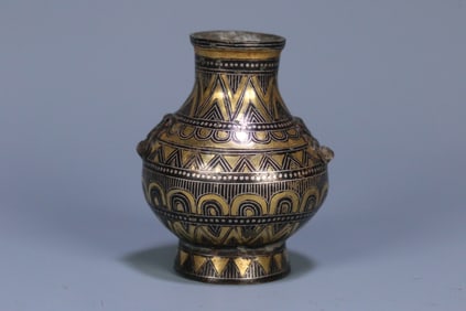 COPPER WITH SILVER&GOLD JAR