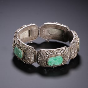 SILVER INLAID JADEITE BRACELET