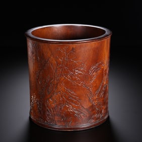 HUANGHUALI CARVED BRUSH POT