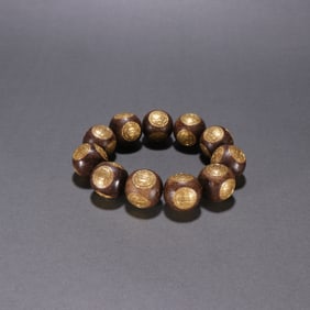 CHENXIANG WOOD INLAY GILT SILVER BRACELET