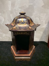 LACQUER OUTLINE IN GOLD SCRIPTURE PATTERN PAGODA