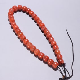 TIBETAN BAOSHAN NANHONG AGATE LONG BEAD