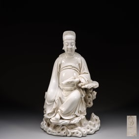 HE CHAOZONG MARK WHITE PORCELAIN FIGURE STATUE