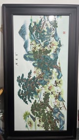 QIANLONG MARK DEER PATTERN PORCELAIN BOARD