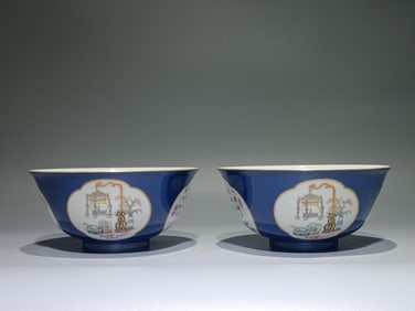 A PAIR QIANLONG MARK ENAMELED GLAZE BOWL