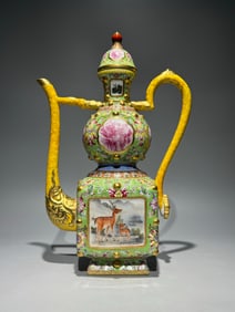 YONGZZHENG MARK FAMILLE ROSE GLAZE LANDSCAPE POT