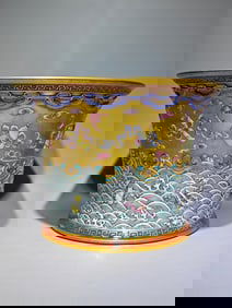 QIANLONG MARK ENAMELED GLAZE FLOWERPOT