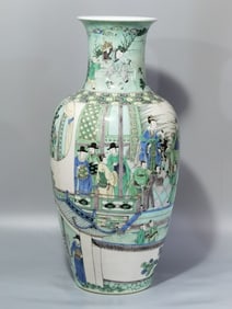 KANGXI MARK WUCAI GLAZE FIGURE STORY VASE