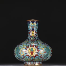 GILT BRONZE & CLOISONNE FLOWER PATTERN VASE