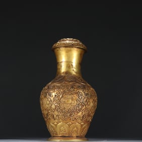 GILT BRONZE FLOWER PATTERN VASE