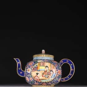 GILT BRONZE FIGURE STORY TEAPOT